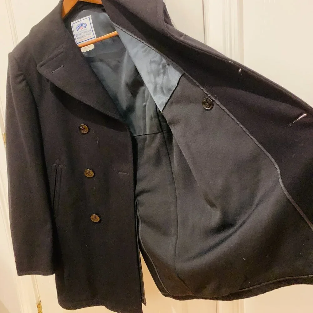 DSCP Quarterdeck Collection Black Peacoat Wool Military Issue Heavy Men's 42 XL